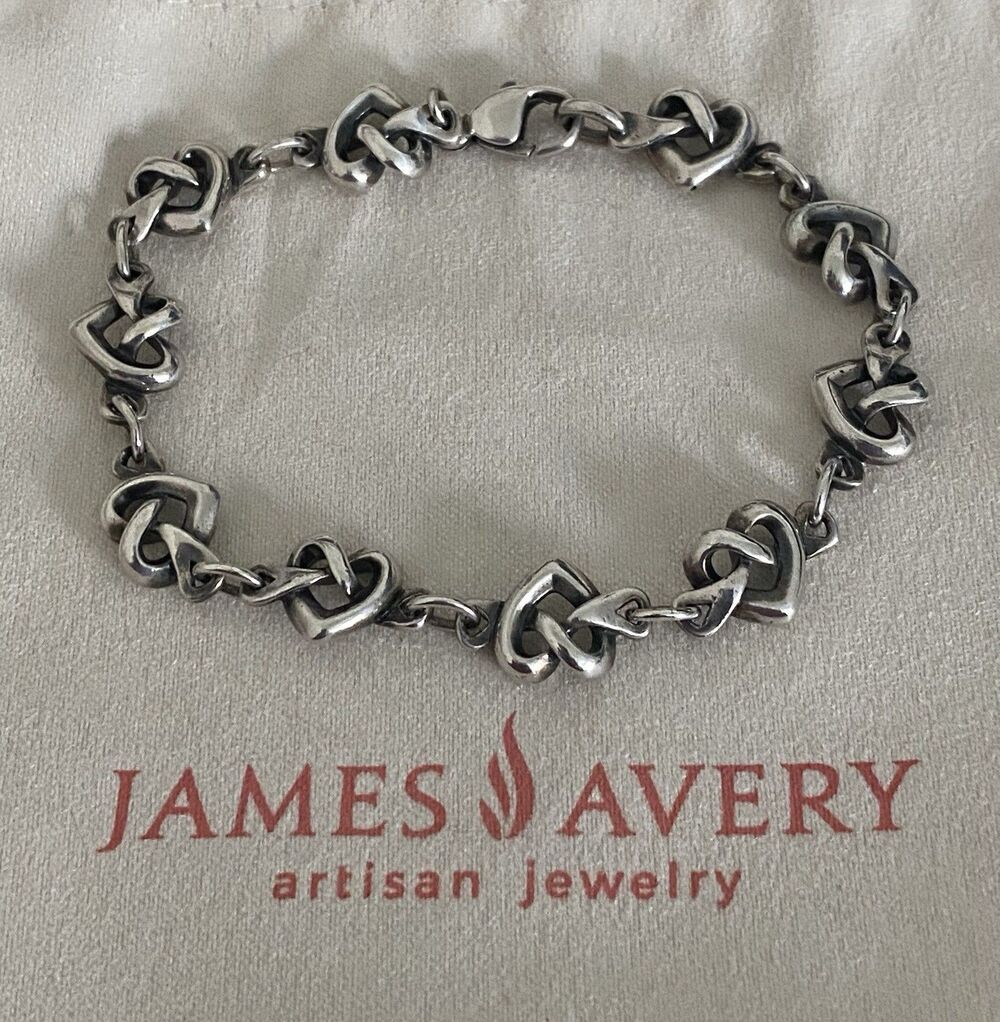 James Avery Retired Heart Knot Link Bracelet 7”